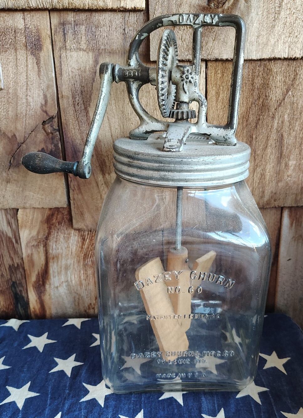 Antique DAZEY BUTTER CHURN #60 Great Size For Display! Farmhouse Primitive